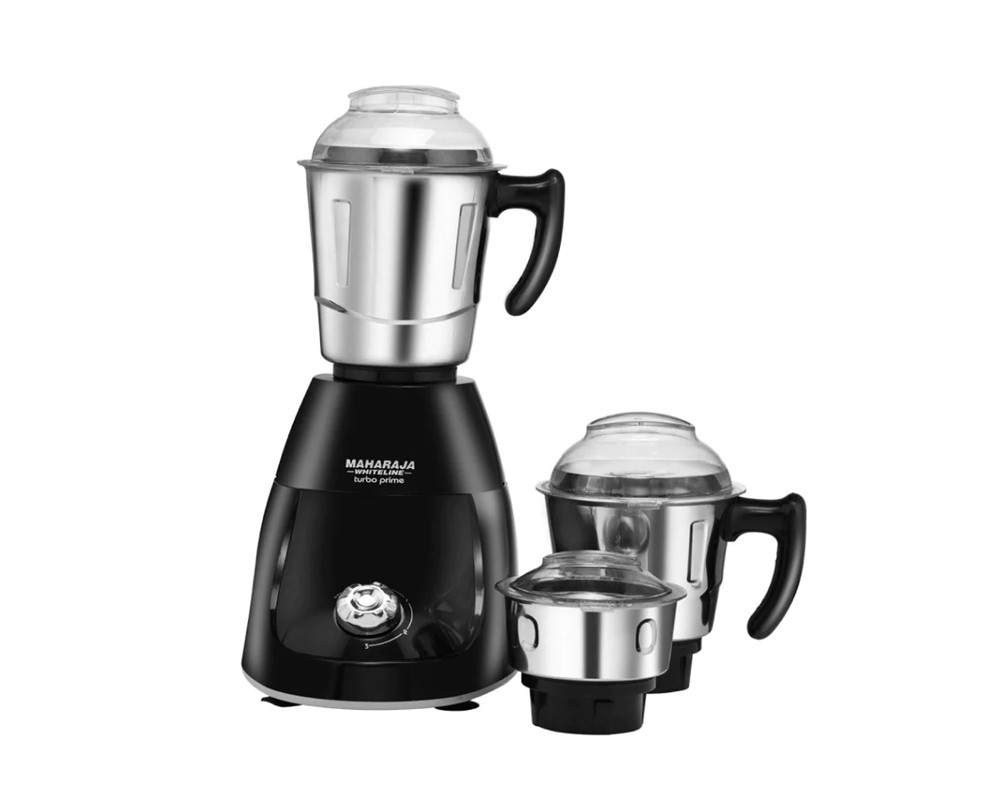 Maharaja Whiteline Turbo Prime Elite 750 Watt-1000 Watt Mixer Grinder with 3 Jars | Black