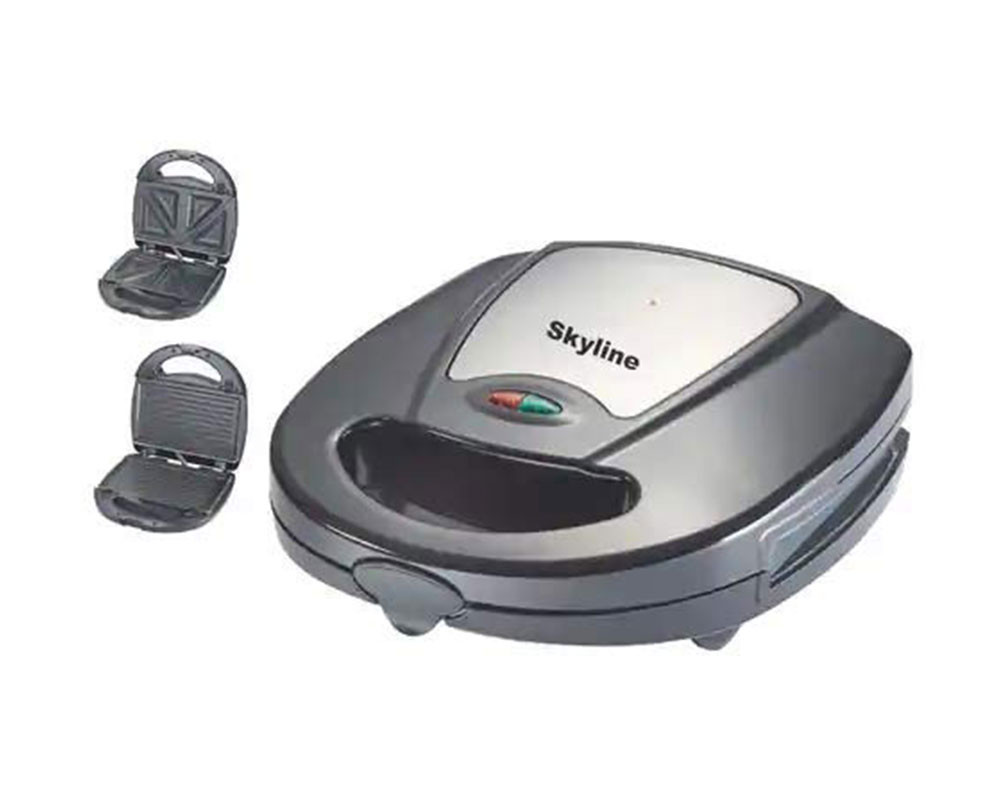 Skyline Slice VTL-888 2 in 1 Non Stick Coating Sandwich Maker with Detachable Plates, -Black