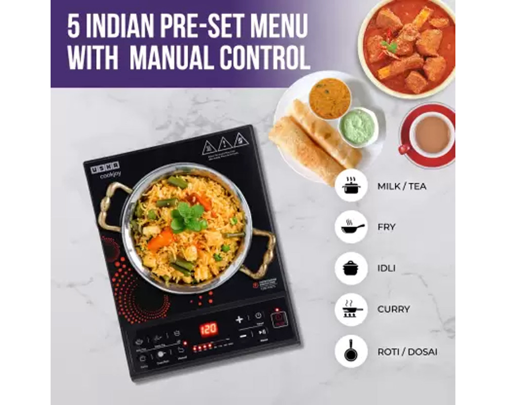 USHA IC 3616 Induction Cooktop -(Multicolor, Push Button)