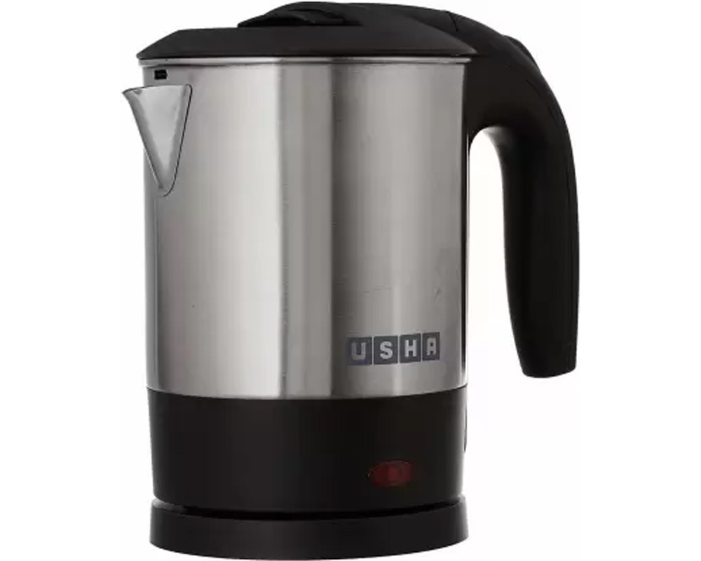USHA 3710,1350W Electric Kettle .1 L, silver with black.