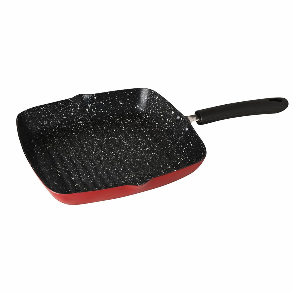 PRINGLE Glaze Square Induction Base Non-Stick Aluminums Grill Pan 25 Cm, Black Nonstick Coating, 5 Layer- Finish Metal Spoon Friendly.