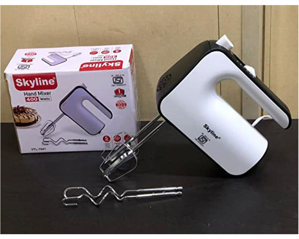 Skyline vTL- 7041 400-Watt Hand Mixer Beater Blender Electric Cream Maker for Cakes with 2 Stainless Steel Beaters- 2 Dough Hooks